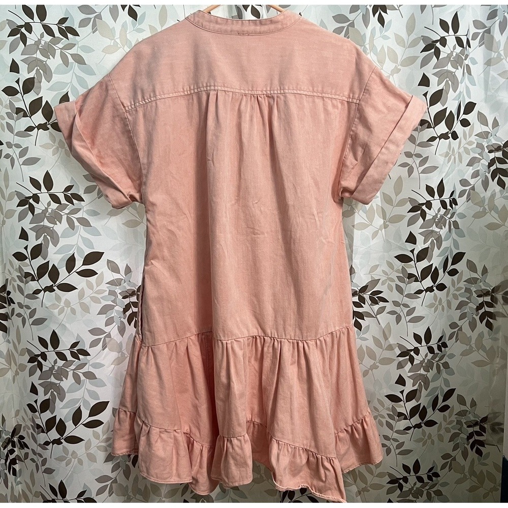 Free People Women's Small Peach Agnes Denim Dress Pleated Tier Small - Picture 3 of 6